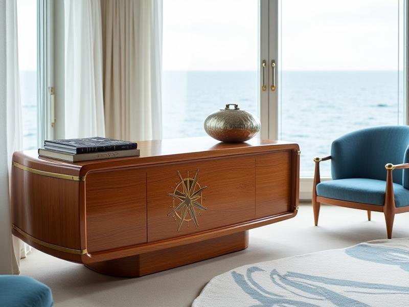 海をテーマにした特注の木製家具